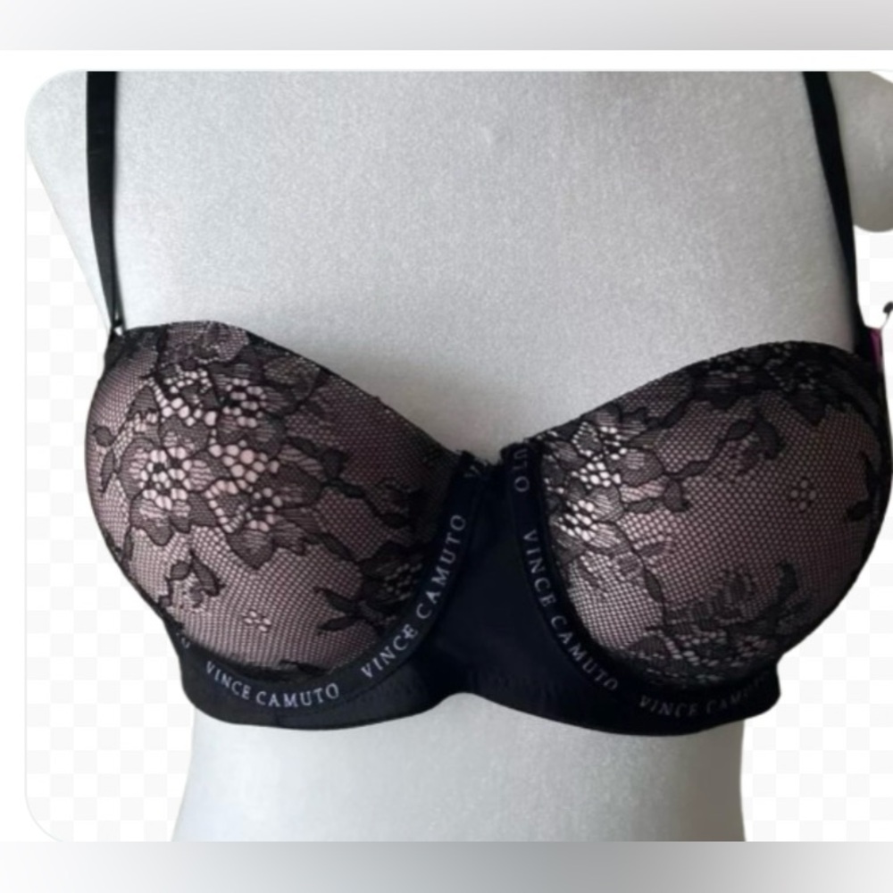Bra Black Lace Sz 36C Vince Camuto Black & Pale Mauve Romantic Whimsigoth NWT